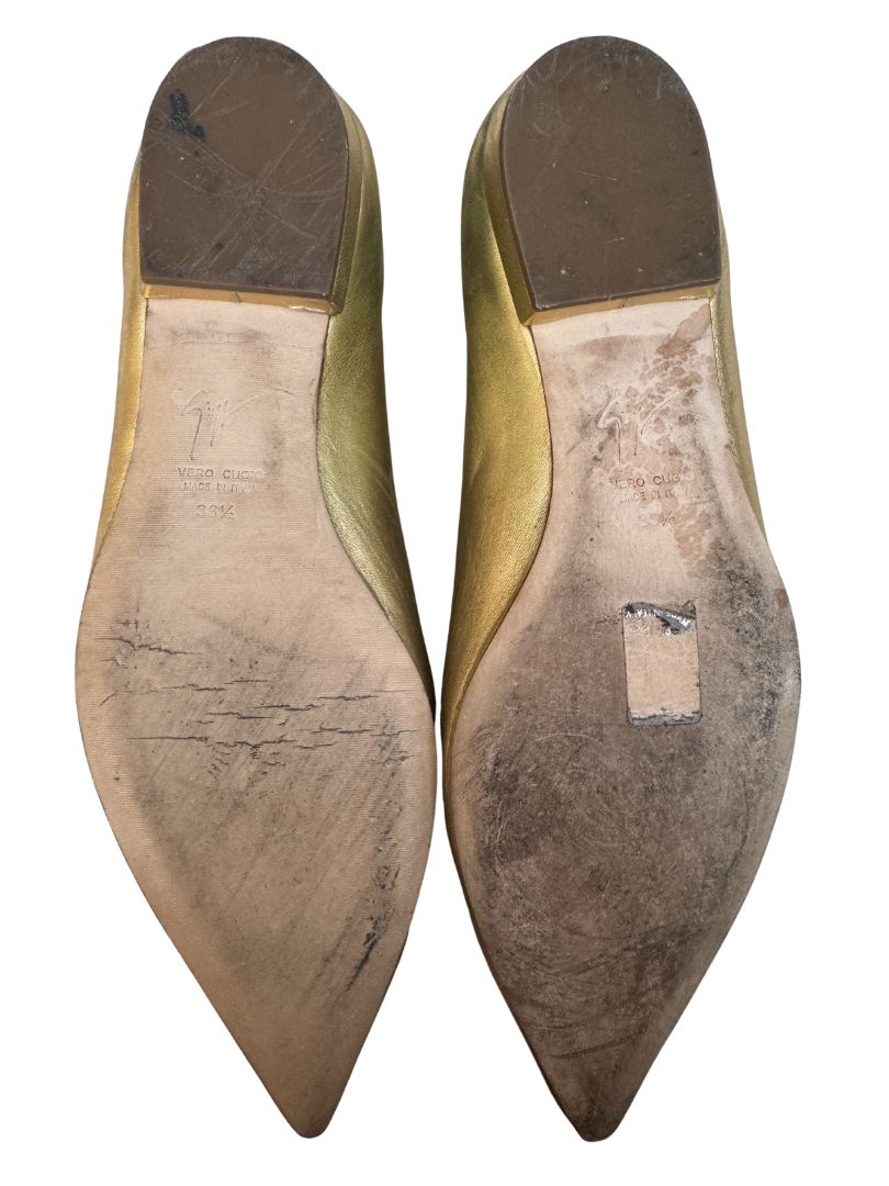 Gold Giuseppe Zanotti Flat Shoes, 36.5 EU