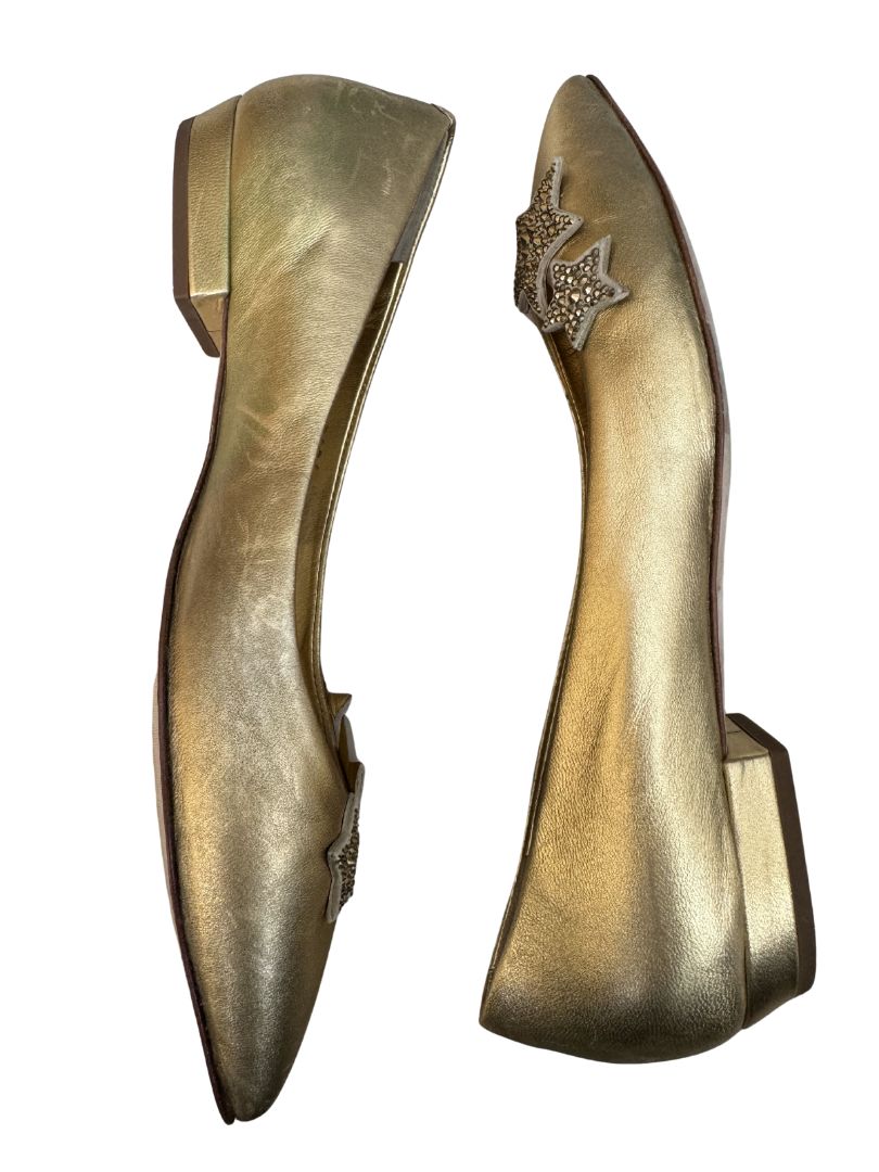 Gold Giuseppe Zanotti Flat Shoes, 36.5 EU