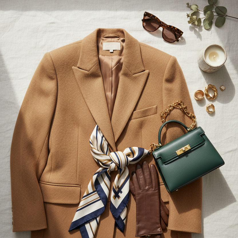 Luxury apparel flat lay